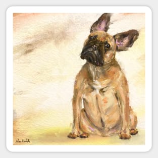 French Bulldog Tilting Its Head - Painting Sticker